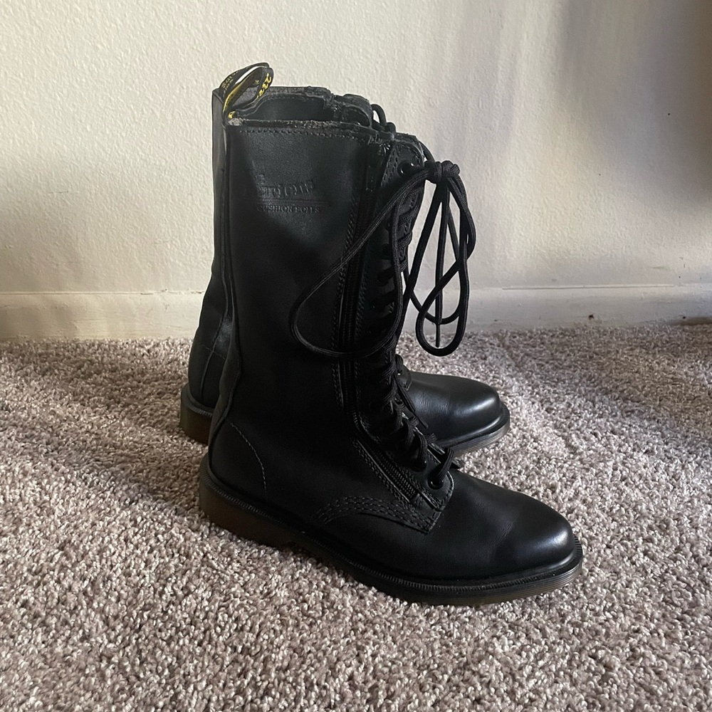 Dr. Martens Black Lace-Up Leather Combat Boots - Women